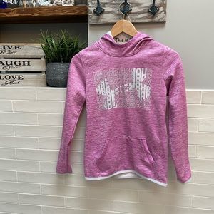 Under Armour Girls UA Rival Fleece Big Logo Pullover Hoodie YLG Purple/Gray